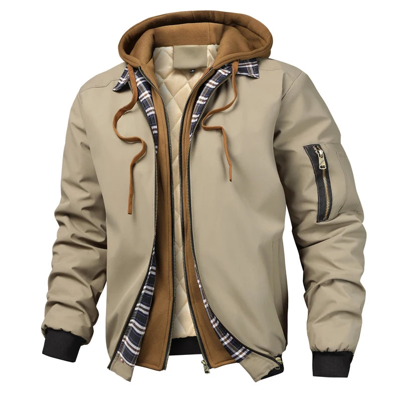 Men's Hooded Windbreaker Jacket – Zip-Front Casual Layer