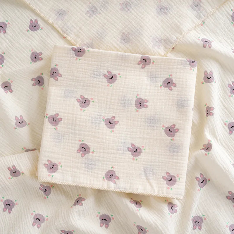 Cartoon Print Cotton Muslin Baby Swaddle Blanket – Soft Breathable Newborn Receiving Blanket