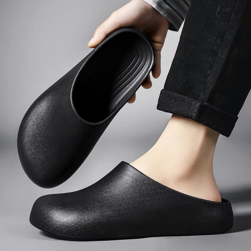 Men's All-Season Non-Slip Waterproof Chef Shoes – Closed-Toe Work Slippers