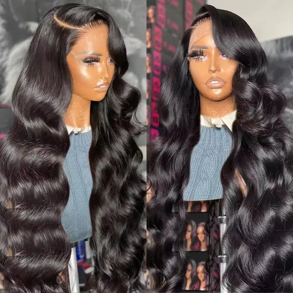 200% Density 13x4 Body Wave Lace Front Human Hair Wig Pre Plucked 40 Inch 13x6 Hd Transparent Lace Frontal Wigs For Black Women