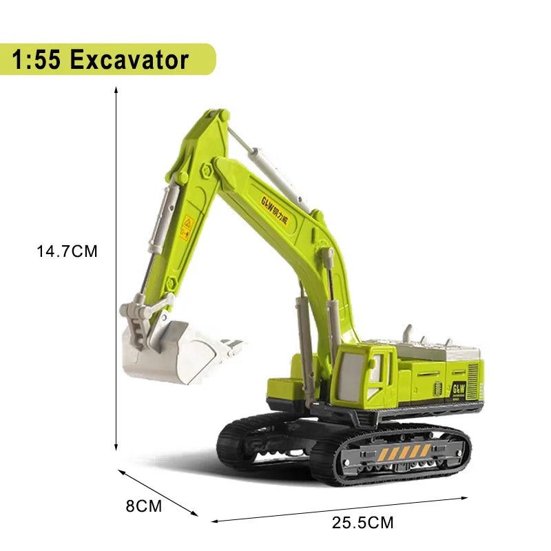 Die-Cast Engineering Vehicle Toy – Excavator, Crane, Bulldozer & Backhoe for Kids