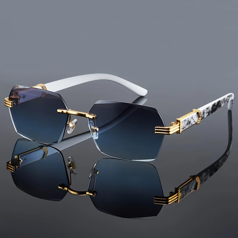 Fashion Rimless Sunglasses | Frameless Small Square UV Protection Shades for Men & Women
