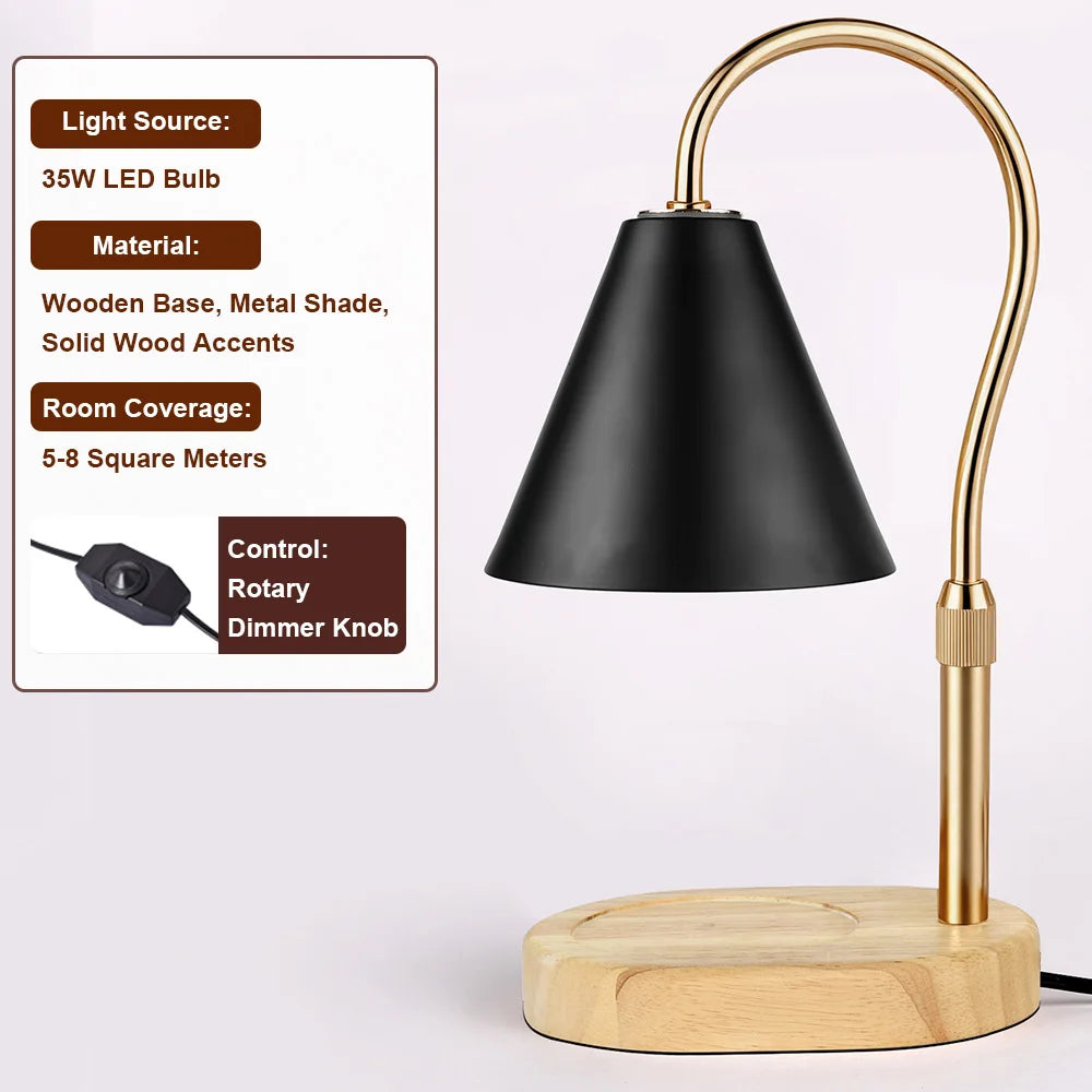 Dimmable Candle Warmer Lamp with Timer and Adjustable Height