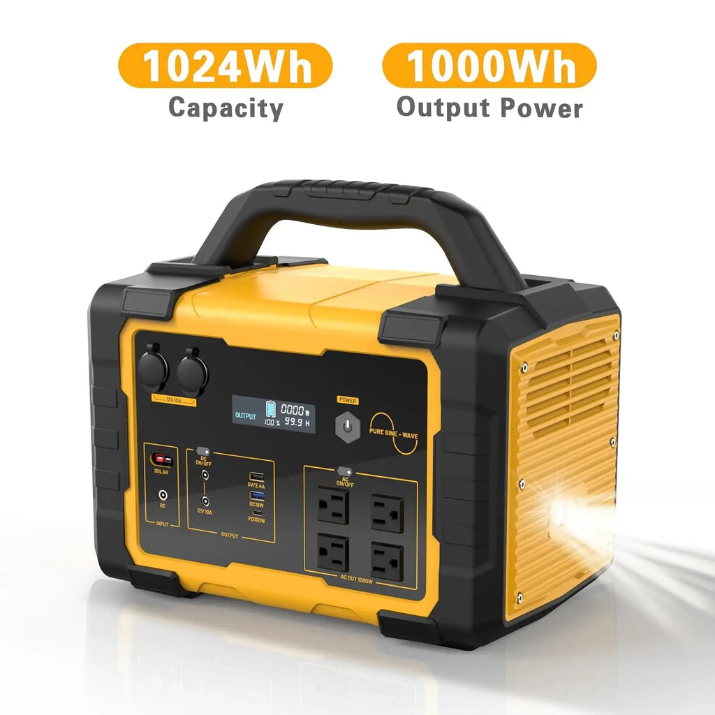 1000W Portable Power Station with 1024Wh LiFePO4