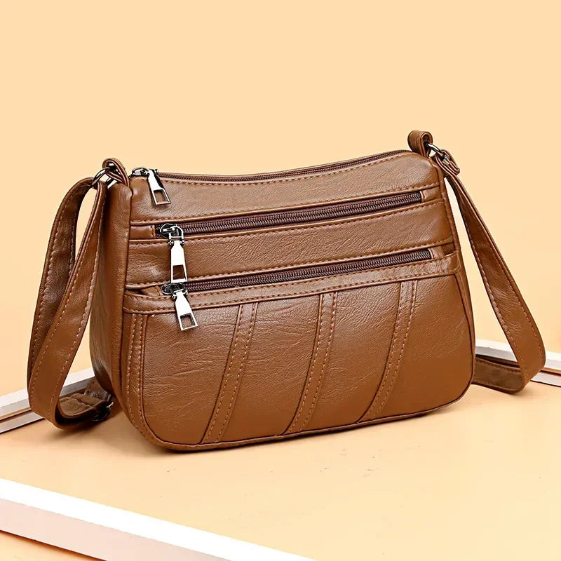 Soft PU Leather Hobo Crossbody Bag – Multilayer Mummy Shoulder Bag for Women