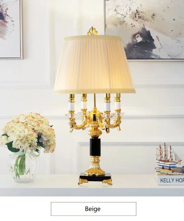 Crystal Table Lamp – Black or Beige Fabric Shade