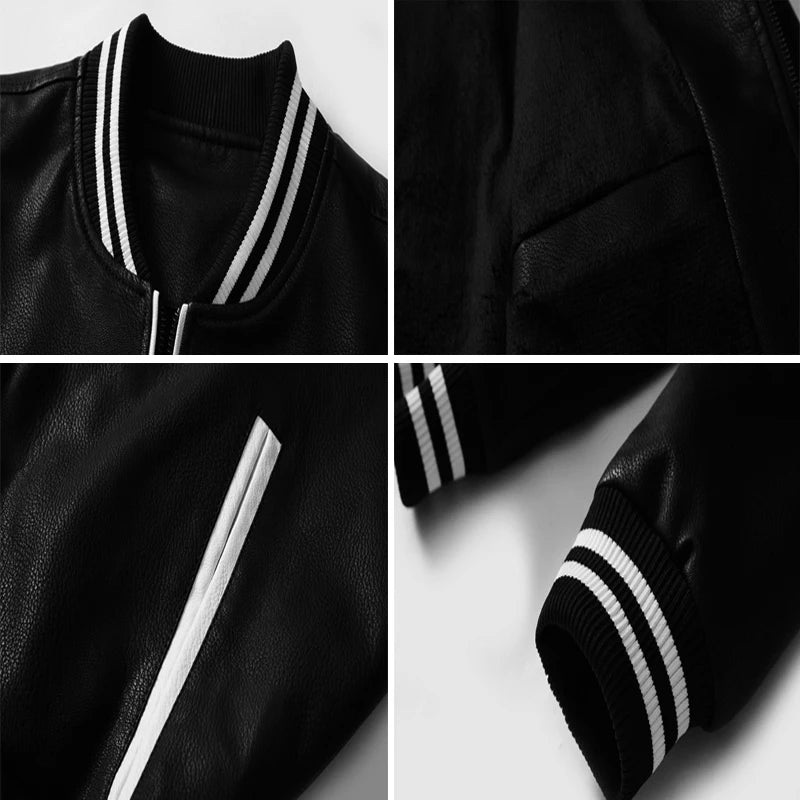Men's Patchwork Faux Leather Jacket – Cotton Lined