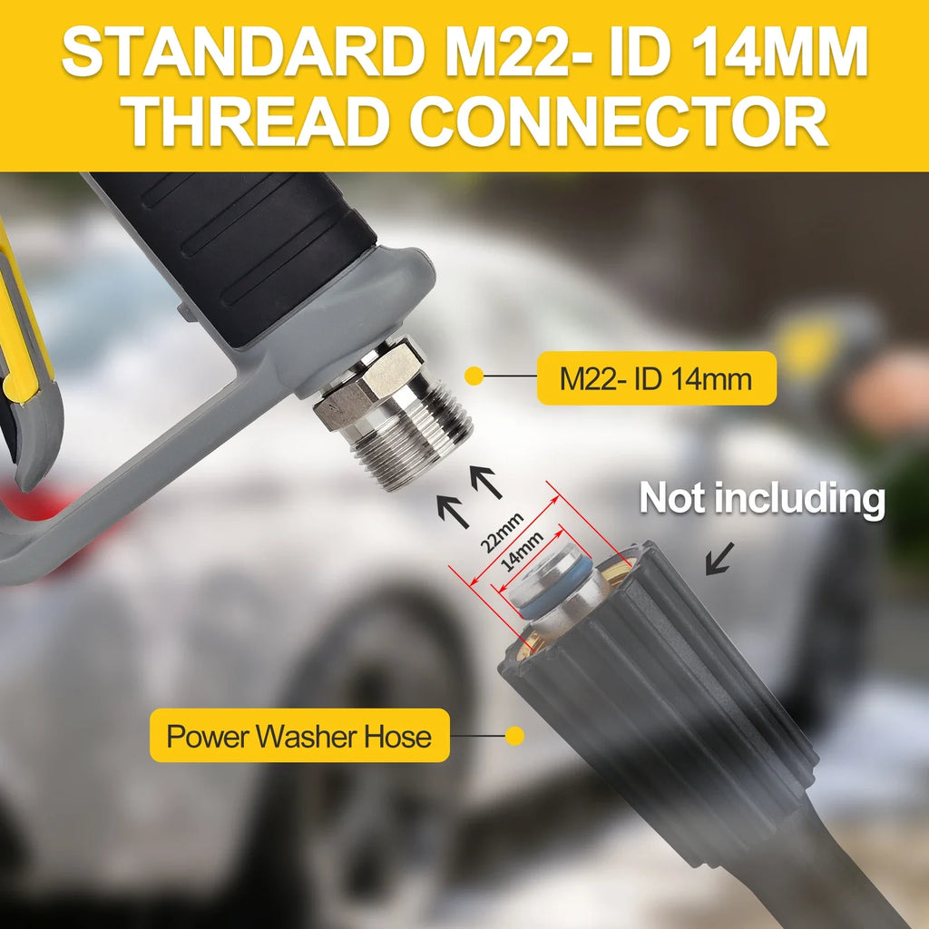 BEAR FORCE Pressure Washer Spray Water Gun — M22-14mm Inlet with Quick Connector for Nozzles, Wand & Foam Cannon