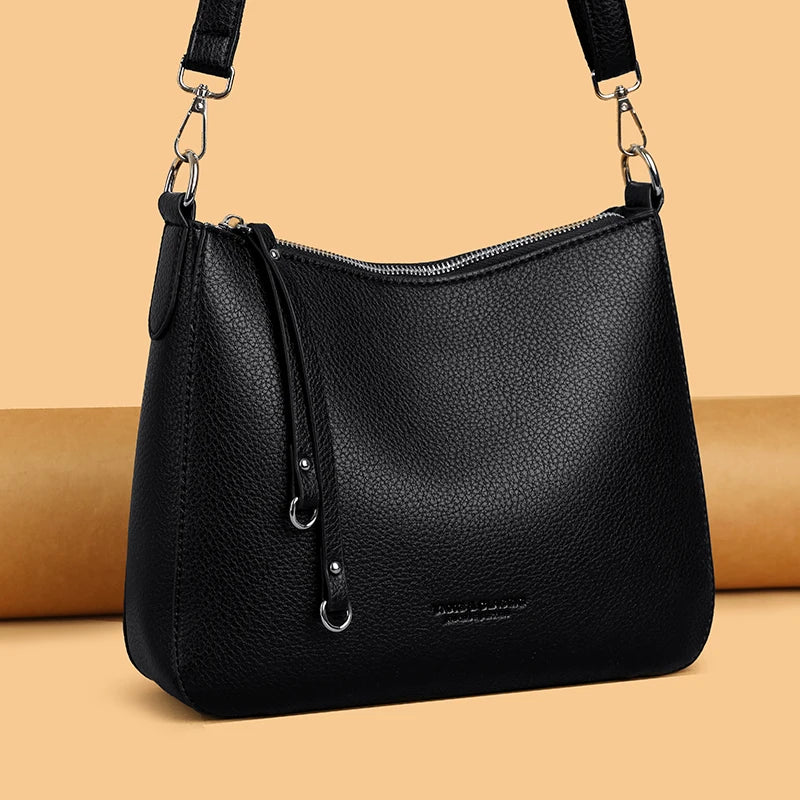 Luxury PU Letter Detail Shoulder Crossbody Tote Bag – Large Capacity Messenger Handbag for Women