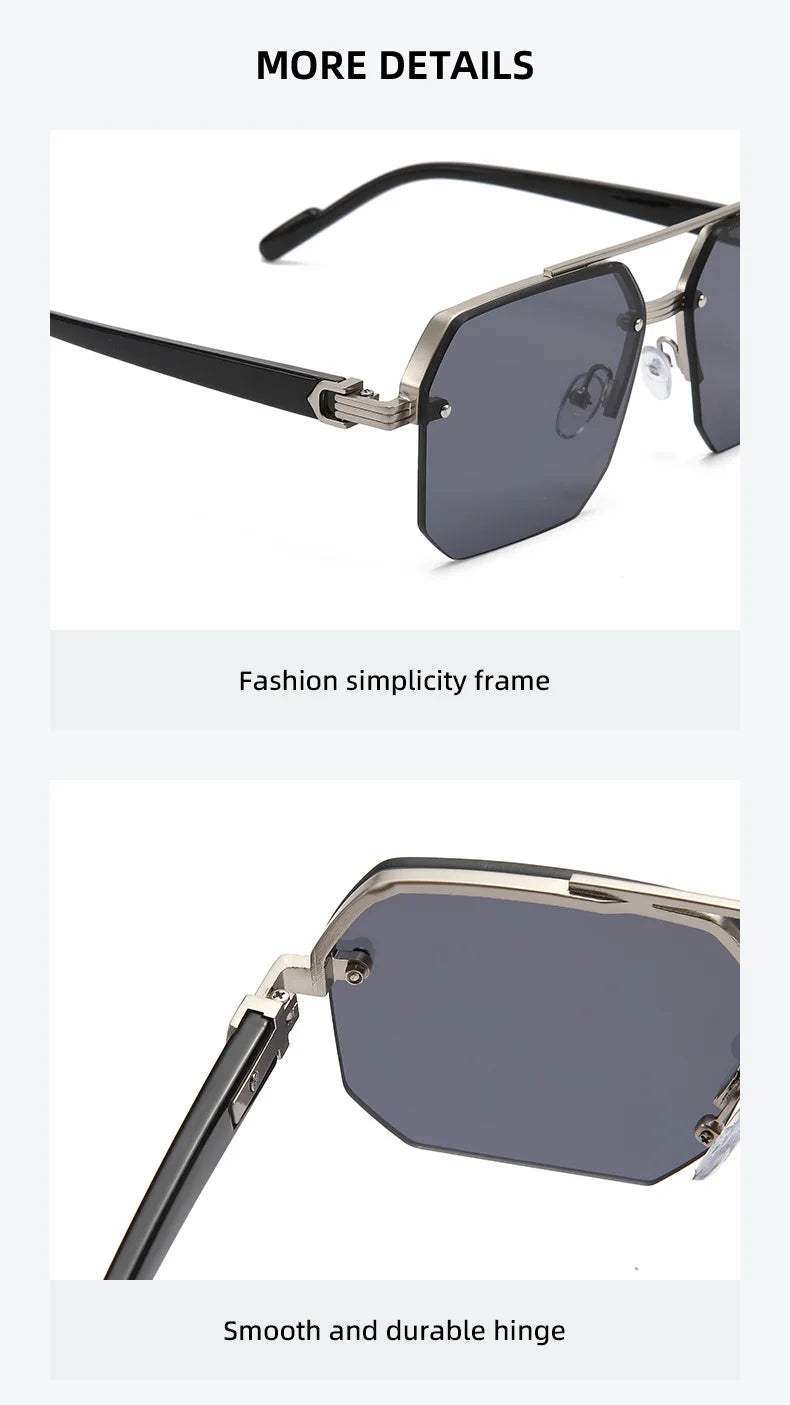Men's Pilot Flat Top Half Frame Sunglasses | UV400 Classic Travel Casual Vintage Shades