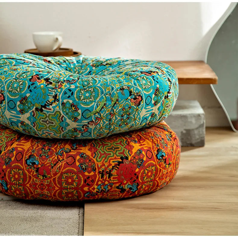 Bohemian Floor Cushion – Thickened Cotton Linen Moroccan Tatami Mat & Window Seat Pillow