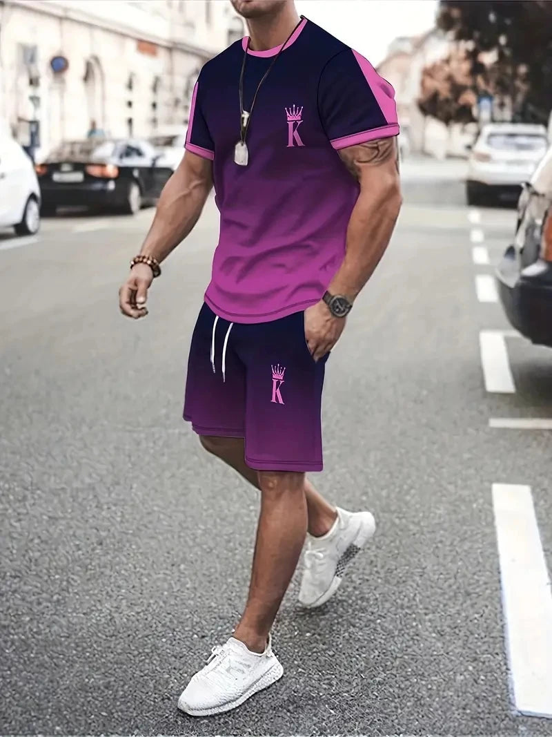 Men's Plaid Print Polo Shirt & Drawstring Shorts Summer Set – 3D Style 2-Piece