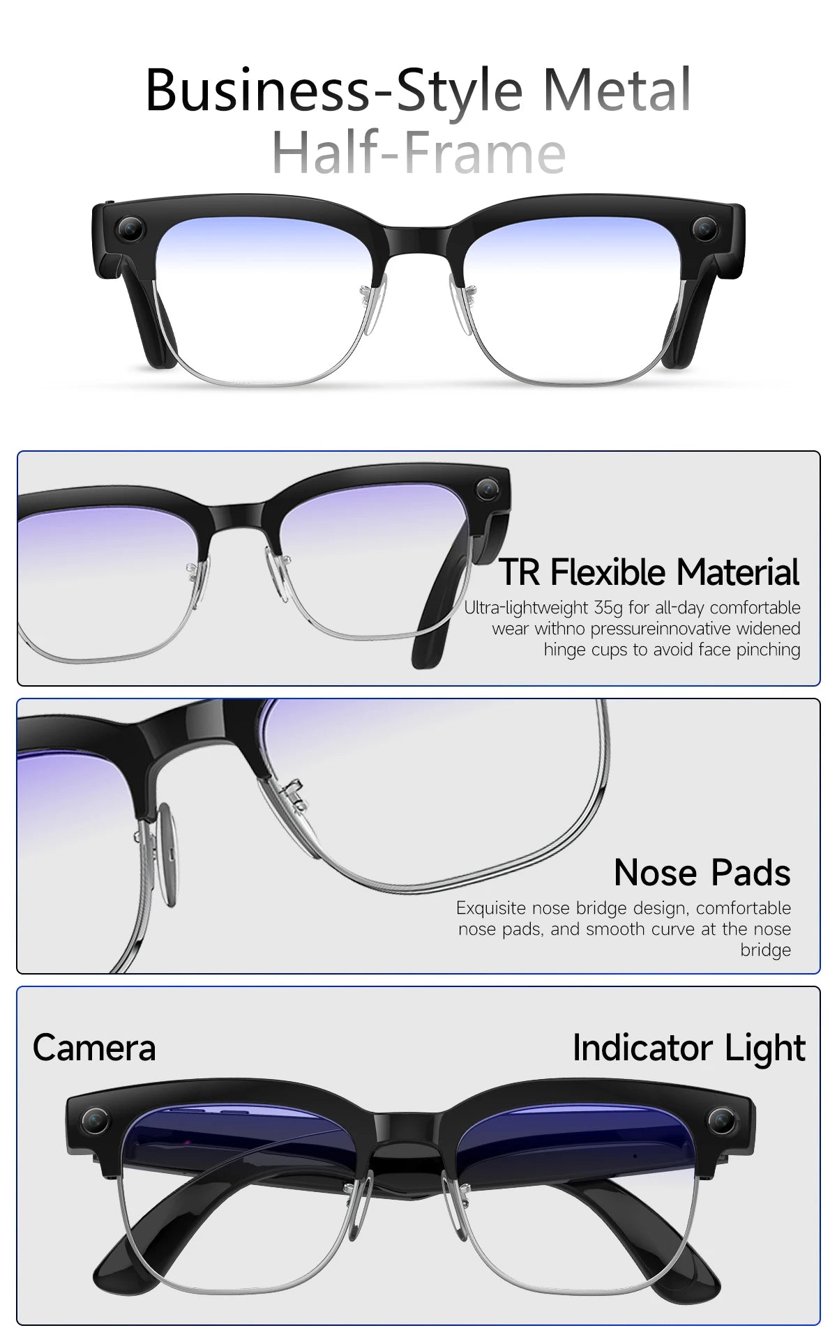 2026 800W Dual-Lens AI Smart Glasses — 4K HD, AI Translation, Bluetooth 5.3 & ChatGPT