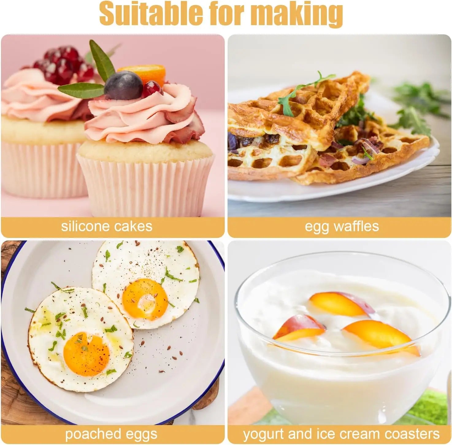Silicone Air Fryer Egg Poacher & Cupcake Baking Cups — Ramekins & Basket for Air Fryer Ovens