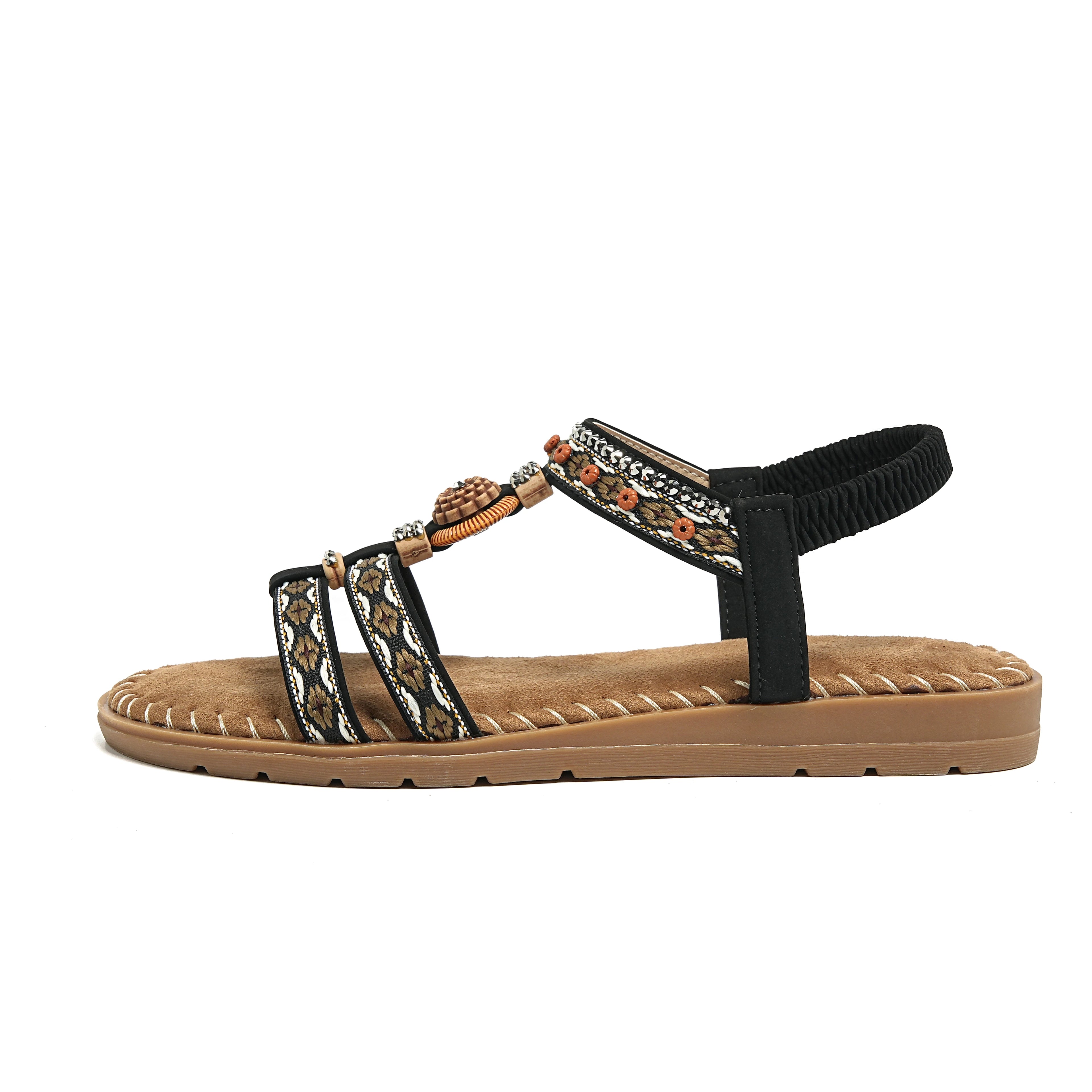 Women's Bohemian Flat Beach Sandals – Anti-Slip Elegant One-Line Sandals