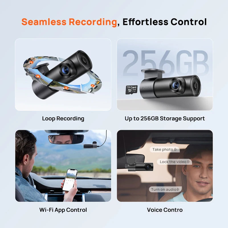 70mai M310 Plus 2K Dash Cam – 1440P QHD, 143° FOV, Voice Control, 24H Parking Guard, Night Vision