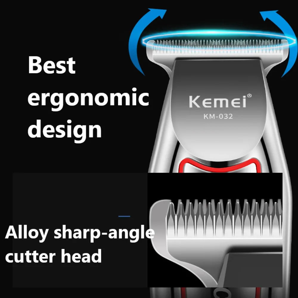 Kemei KM-032 Professional Hair Clipper & Beard Trimmer – Floating Head, Washable, USB Rechargeable