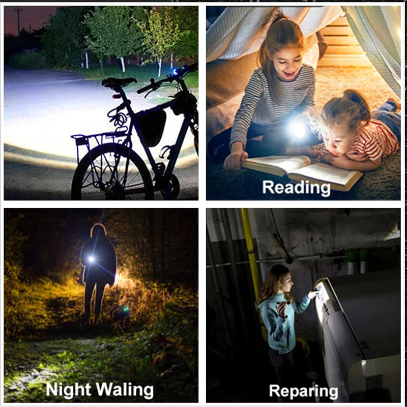 Mini COB+XPE LED Flashlight – USB Rechargeable, Zoomable, 3 Modes with Pocket Clip for Camping & EDC