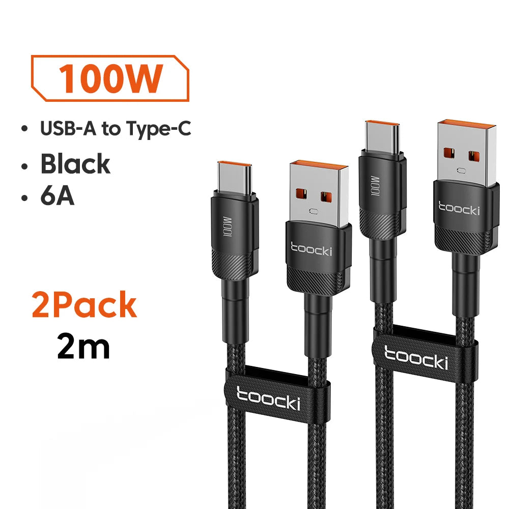 6A Speed. Braided Strength. Every Length. — Toocki USB-A to USB-C 6A 100W Fast Charging Cable | 0.25m to 3m, Huawei, Xiaomi, Samsung, OnePlus, 4 Colors