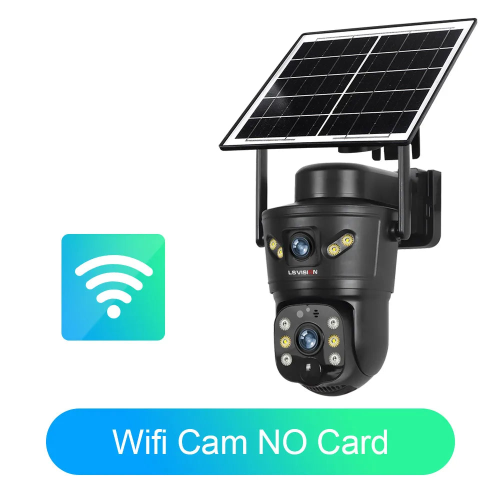 8MP Dual Lens Solar Security Camera – 4G/WiFi, PTZ 355°, PIR Human Detection, Night Vision | Outdoor CCTV