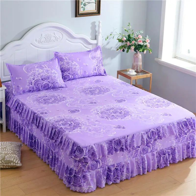 Cotton Quilted Bed Skirt – Double-Thickened Non-Slip Breathable Mattress Cover
