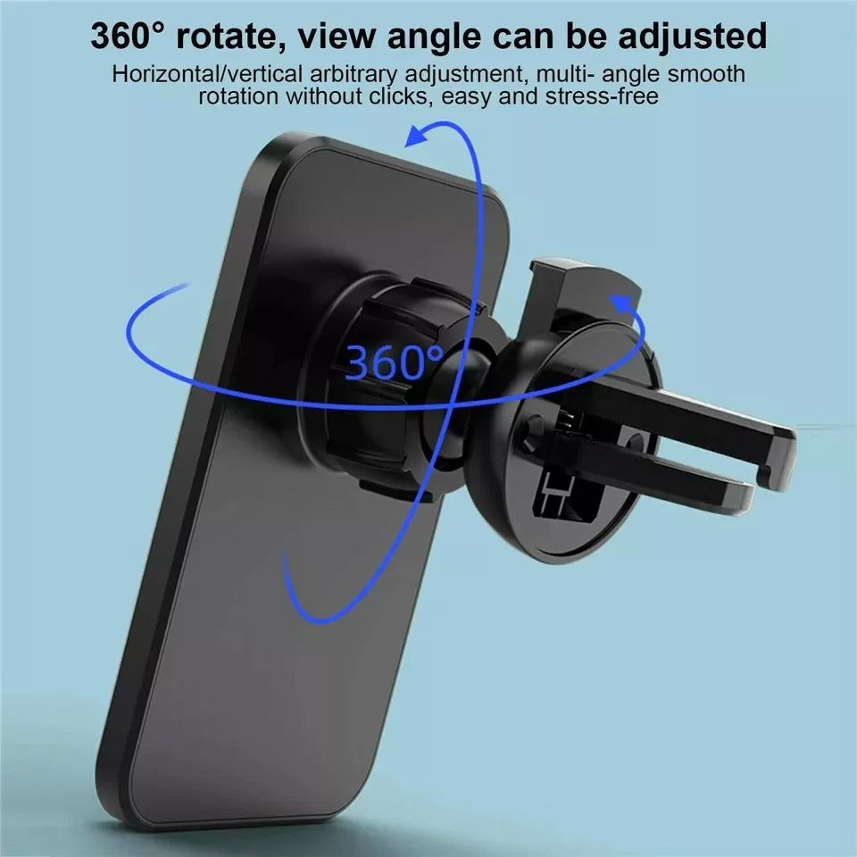 30W Magnetic Car Wireless Charger Phone Holder – MagSafe Compatible for iPhone 12–17, Qi Devices