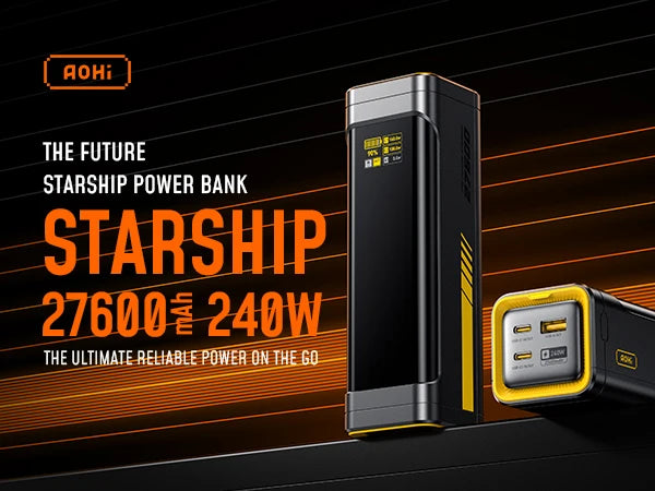 Aohi The Future Starship 240W 27,600mAh LED Display Power Bank with 3FT C-C Cable