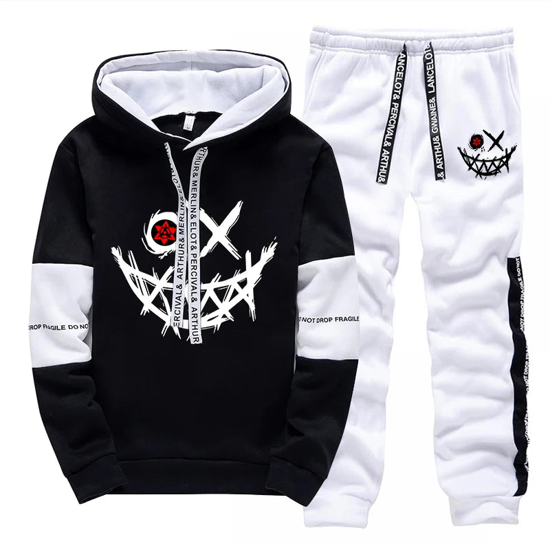 Men's Printed Hoodie & Sweatpants Streetwear Tracksuit – Casual Outdoor Sport Set