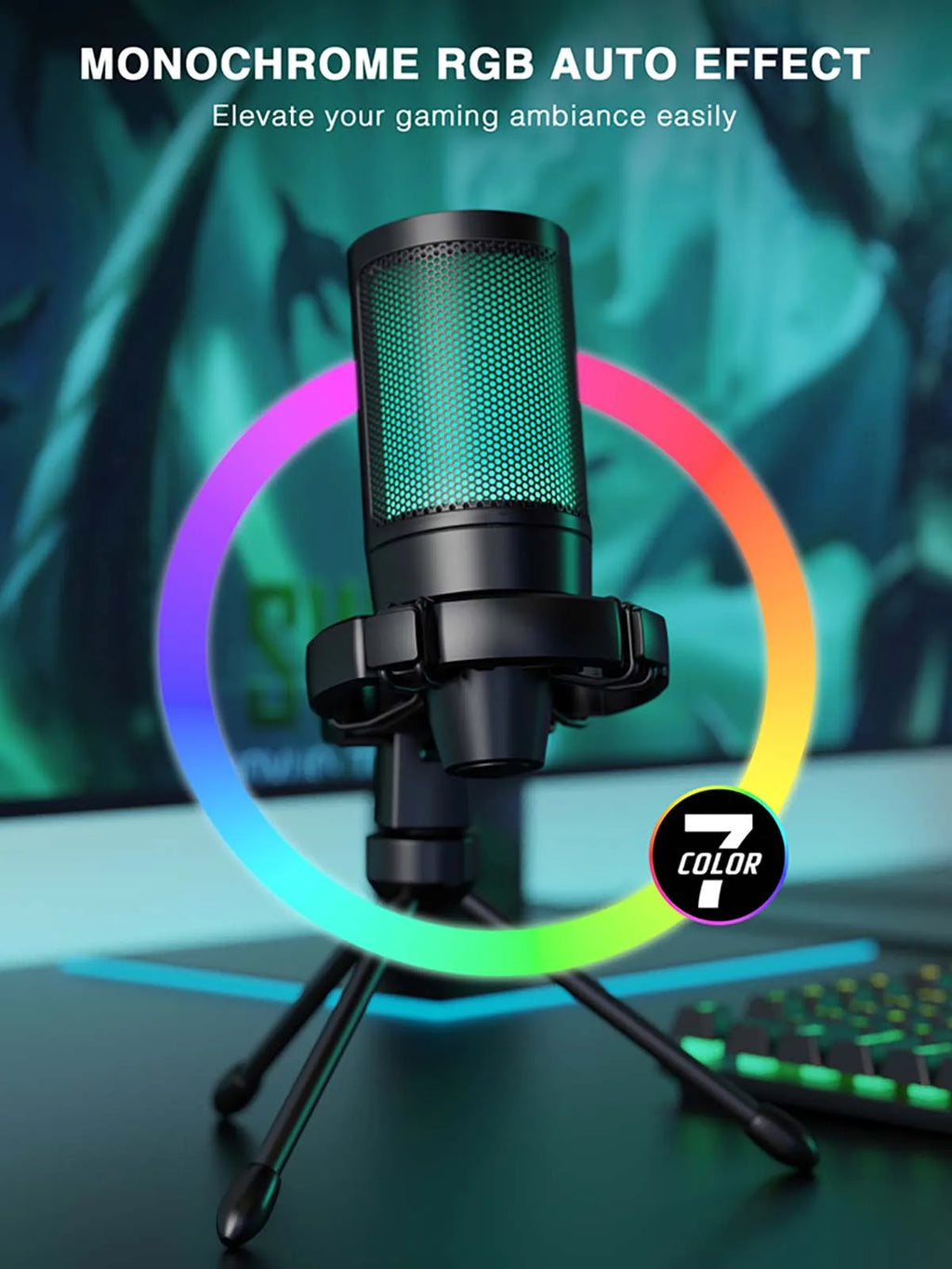 AmpliGame RGB USB Gaming Microphone with Mute — FIFINE A2