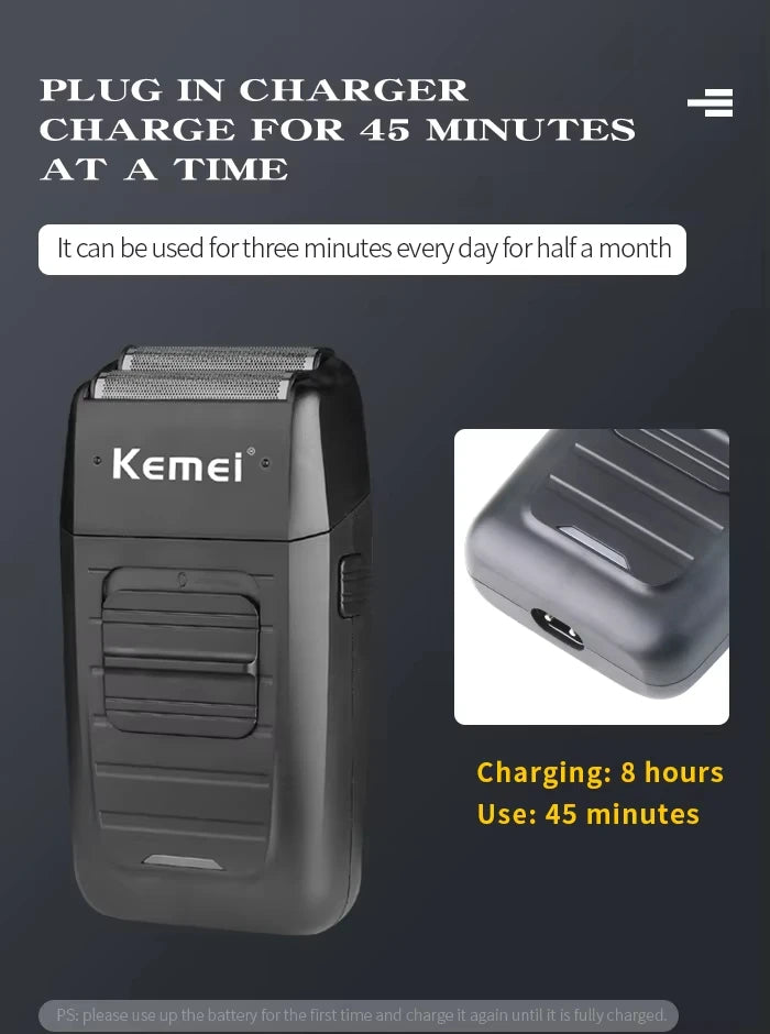 Kemei KM-2299 & KM-1102 USB Rechargeable Hair Clipper Kit – Rotary Motor, 180-Min Runtime