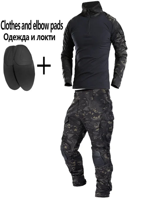 Men's Multicam Tactical Uniform Set – Combat Shirt & Cargo Pants for Airsoft & Hunting