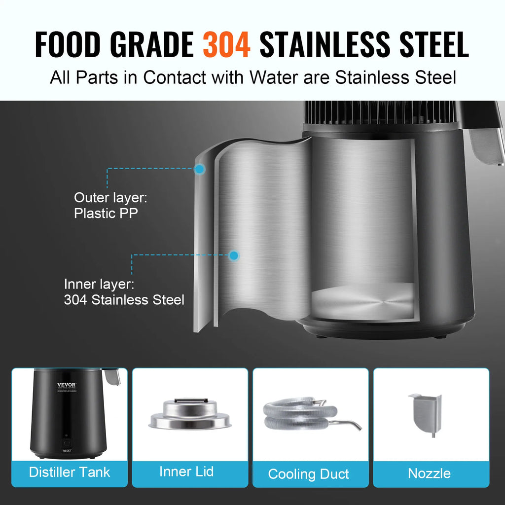 Countertop Water Distiller 4L — 750W Pure Water Purifier & Filter