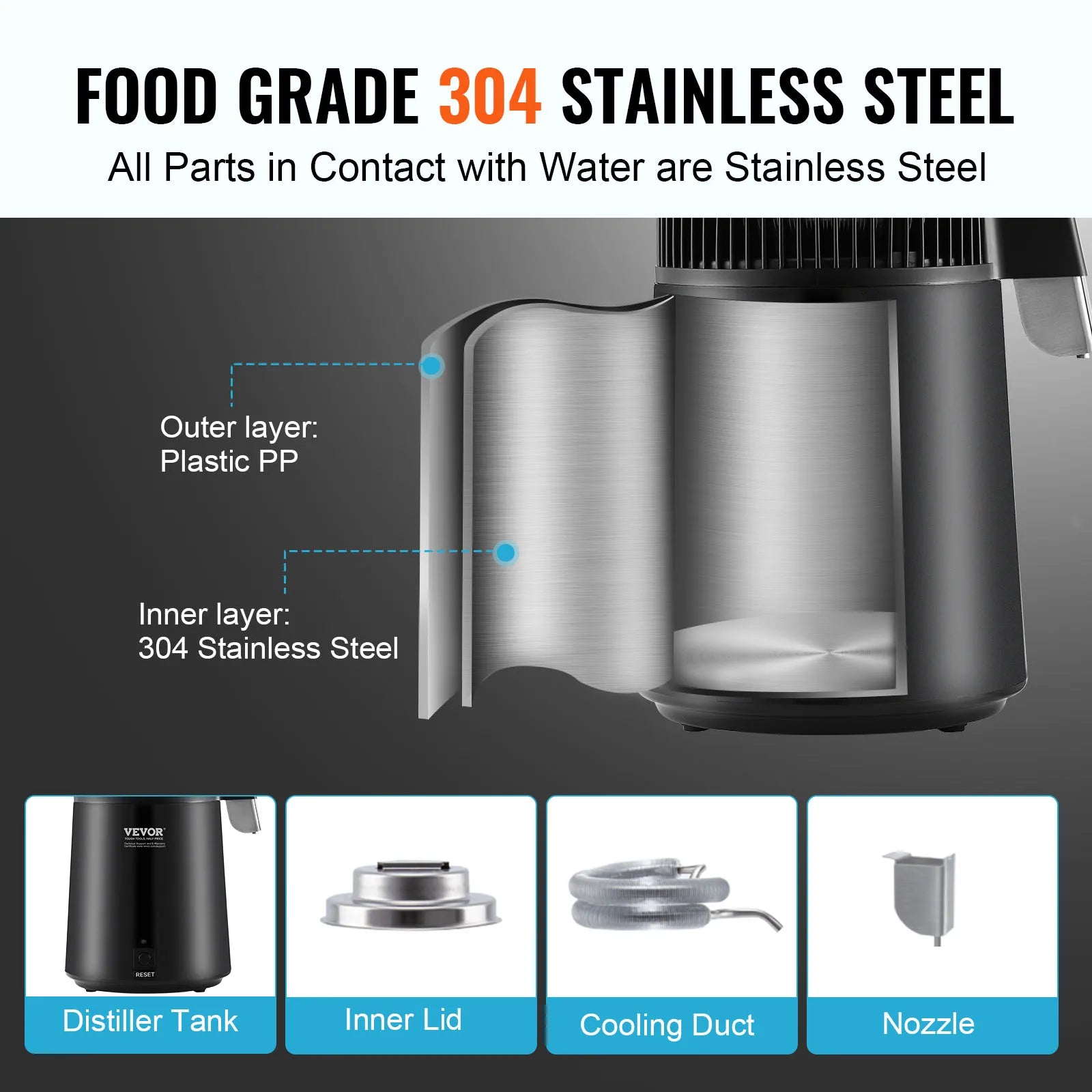 Countertop Water Distiller 4L — 750W Pure Water Purifier & Filter