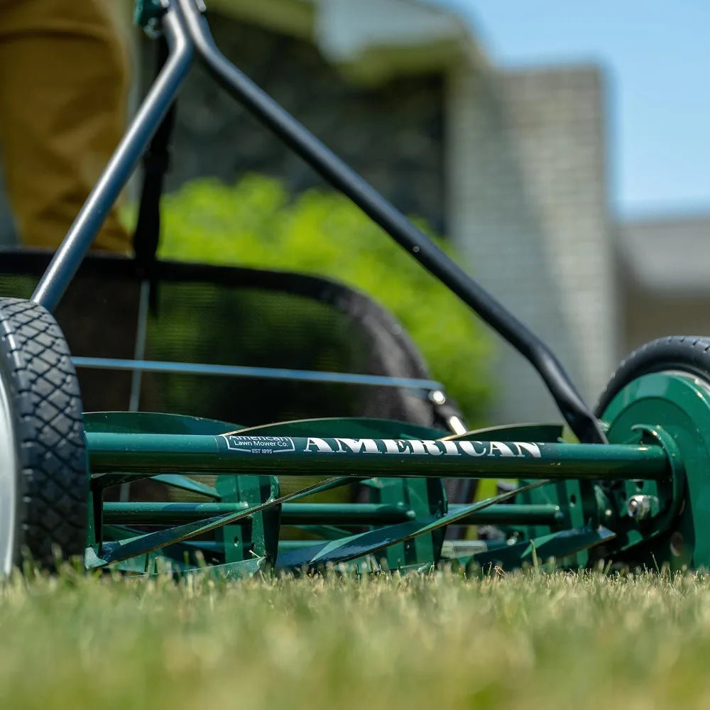 16-Inch 7-Blade Reel Mower with Grass Catcher | Manual Push, Scissor-Cut Precision, Adjustable Height, Eco-Friendly