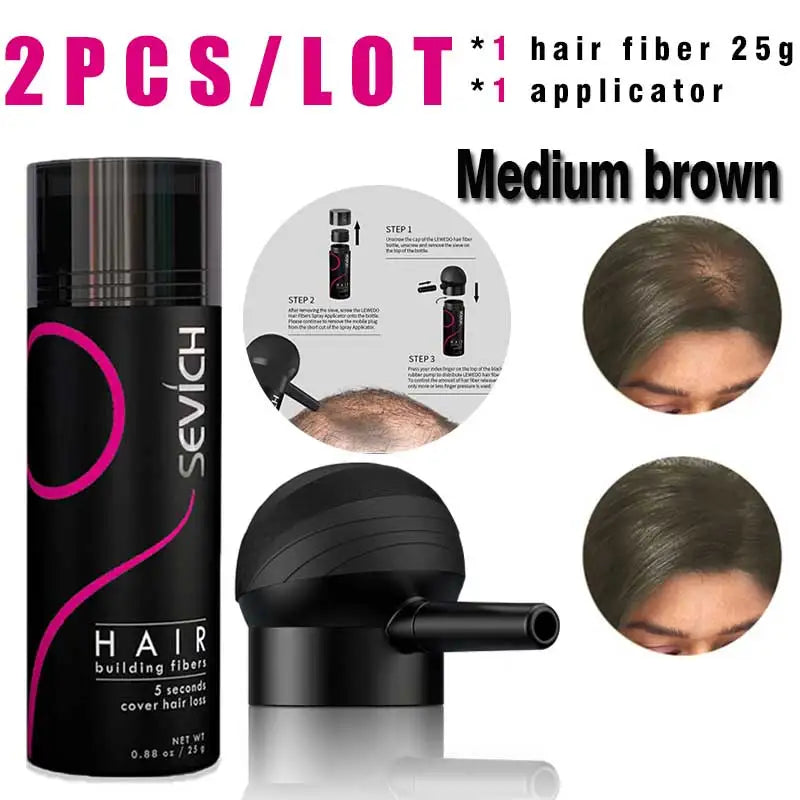 SEVICH Hair Building Fiber Set — Keratin Powder for Bald Spots & Hair Loss