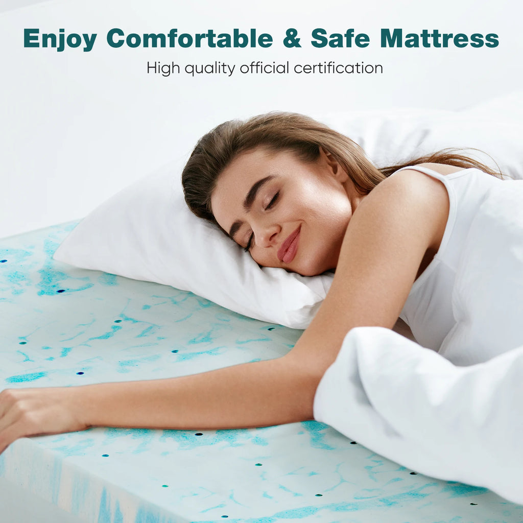 JHK 2"-3" Thick Gel Cooling Memory Foam Mattress Topper – Soft, Breathable Queen Size Bed Topper