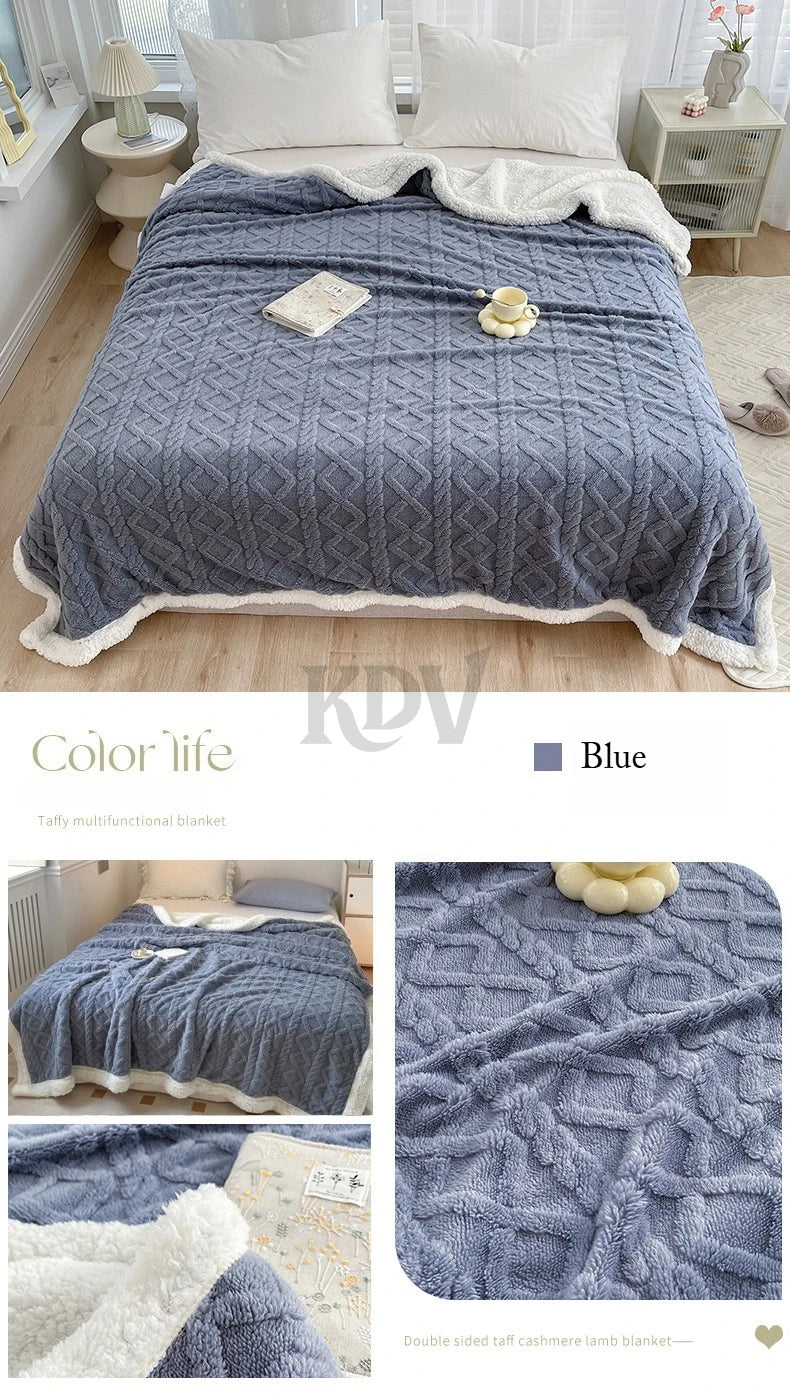 Double-Layer Fleece Blanket – Plush Sofa & Bed Comfort