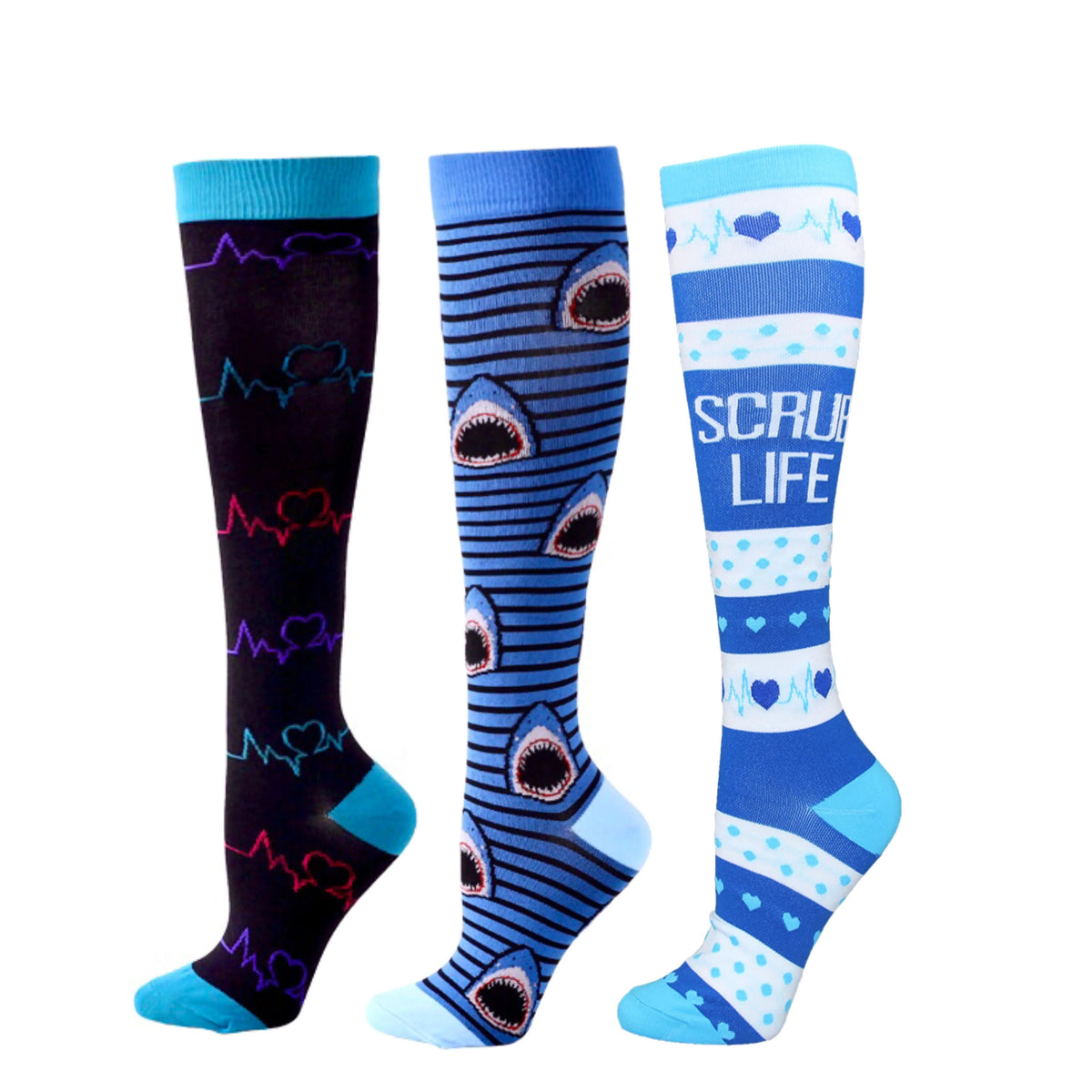 Knee High Compression Socks 20-30mmHg – 3 Pairs for Diabetes, Varicose Veins, Edema, Nurse & Running