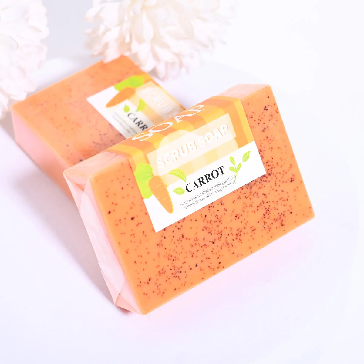 Organic Carrot Soap with Walnut Granules & Glycerin – Brightening Handmade Bar