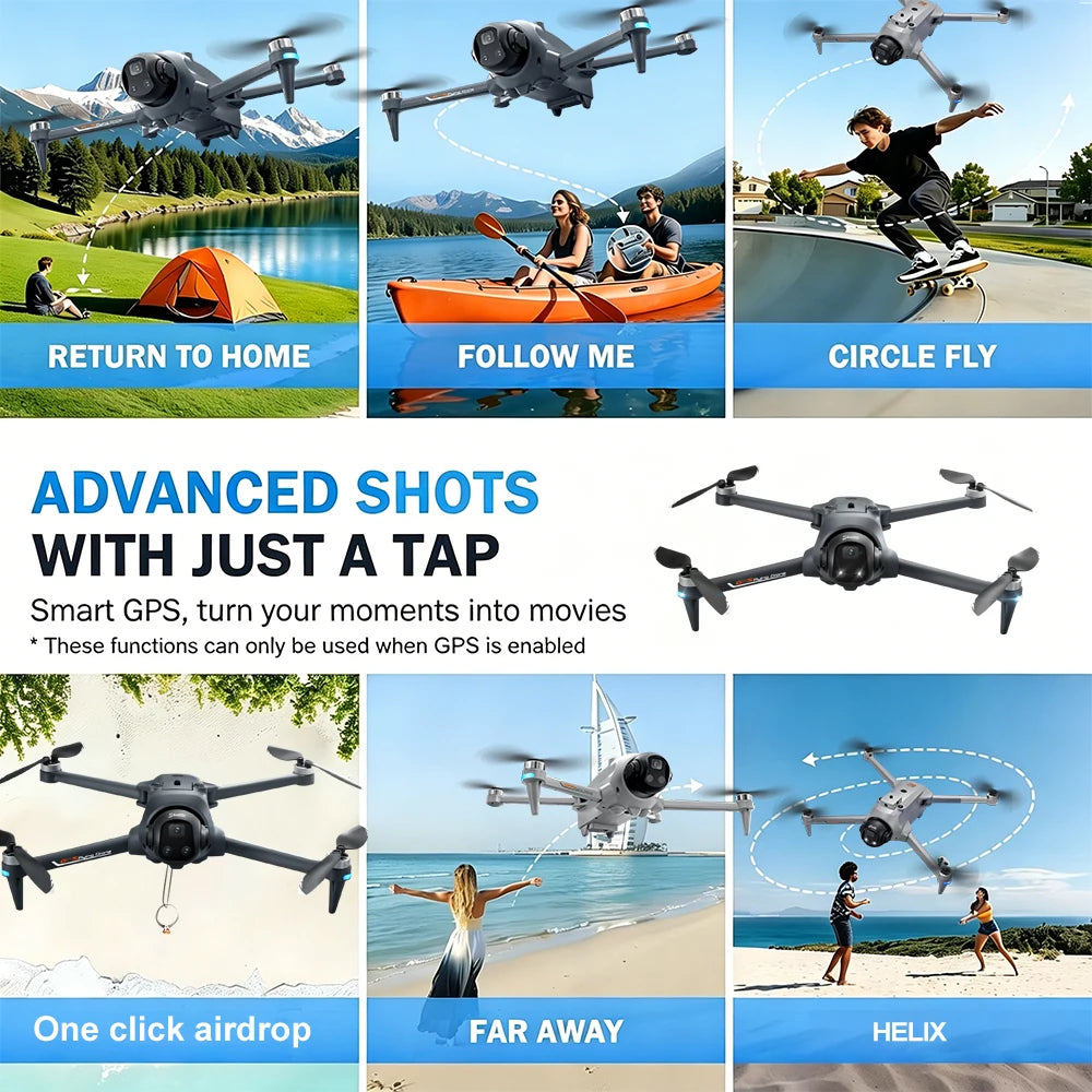GPS Foldable Drone with Screen Remote & 720p Camera