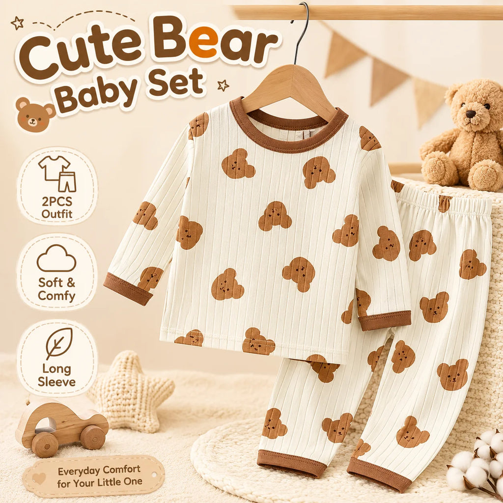 Kids' Long Sleeve Cartoon Pajamas | Lightweight Comfortable Fabric Sleepwear Outfit