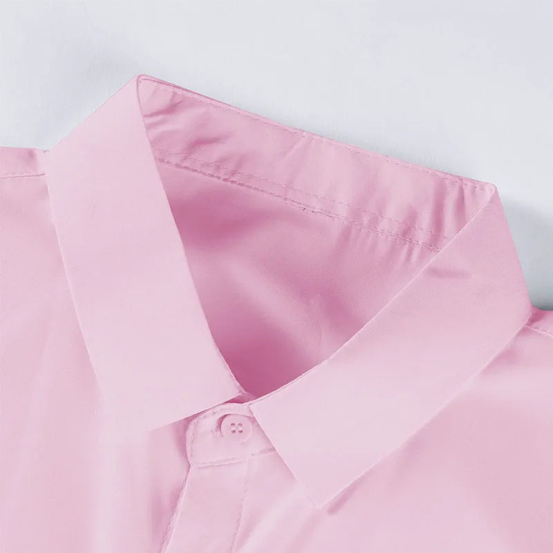 Men's No-Iron Solid Color Short Sleeve Shirt — Wrinkle-Free Casual Shirt