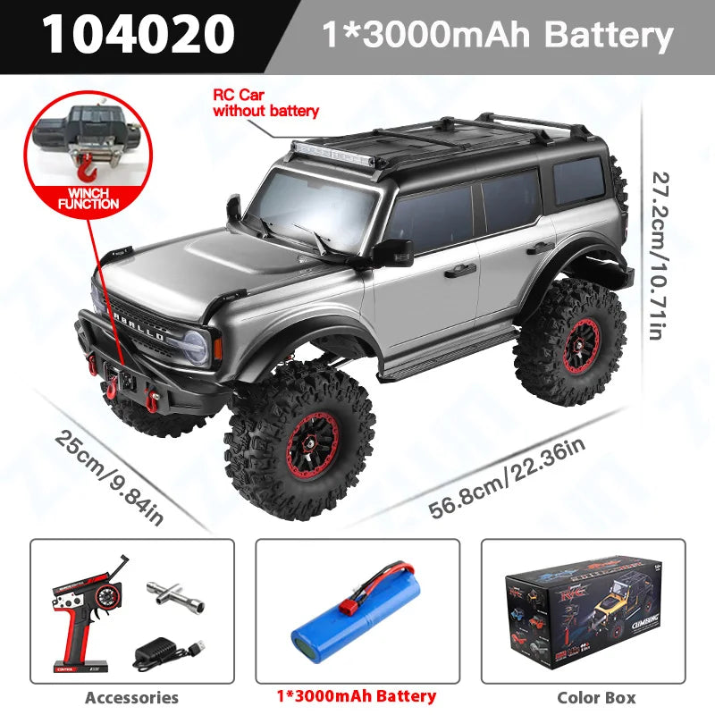WLtoys 104020 1/10 Scale Professional 4WD RC Off-Road Crawler – 45 Min Runtime Upgrade