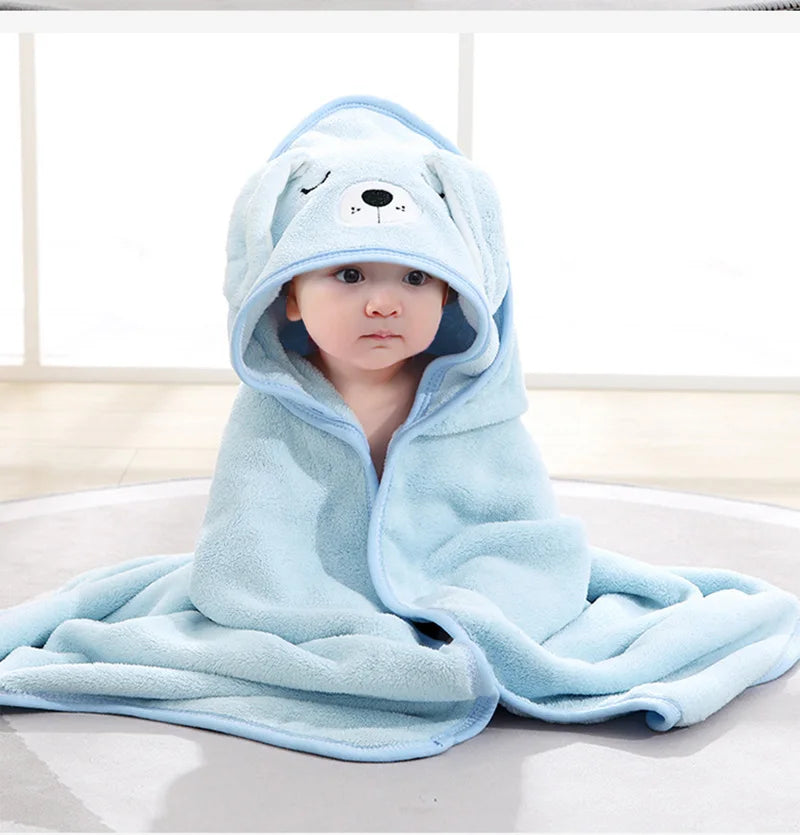 Cartoon Animal Hooded Baby Bath Towel – Soft Newborn Bathrobe & Swaddle Wrap for Boys & Girls