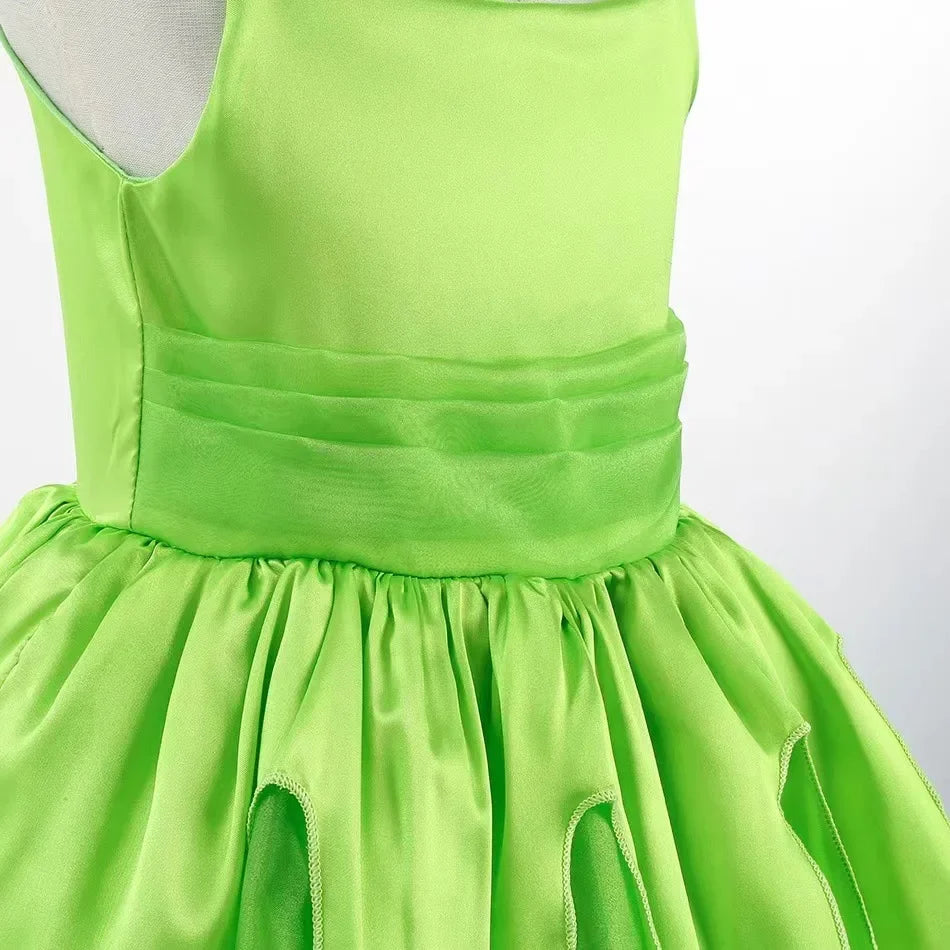 Tinkerbell Fairy Princess Dress — Green Elf Costume with Wings for Girls