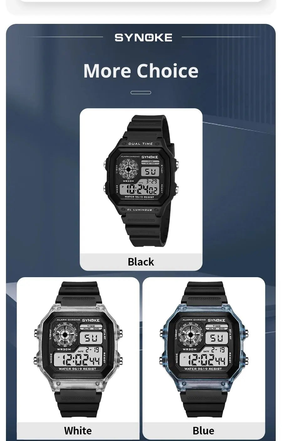 SYNOKE Digital Sport Watch | Luminous Multifunction Waterproof Seven Color LED Wristwatch