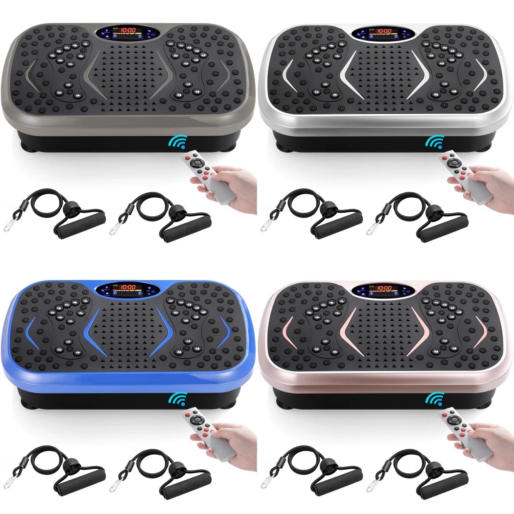 Vibration Plate Exercise Machine – Whole Body Workout Platform with Loop Bands for Home Training