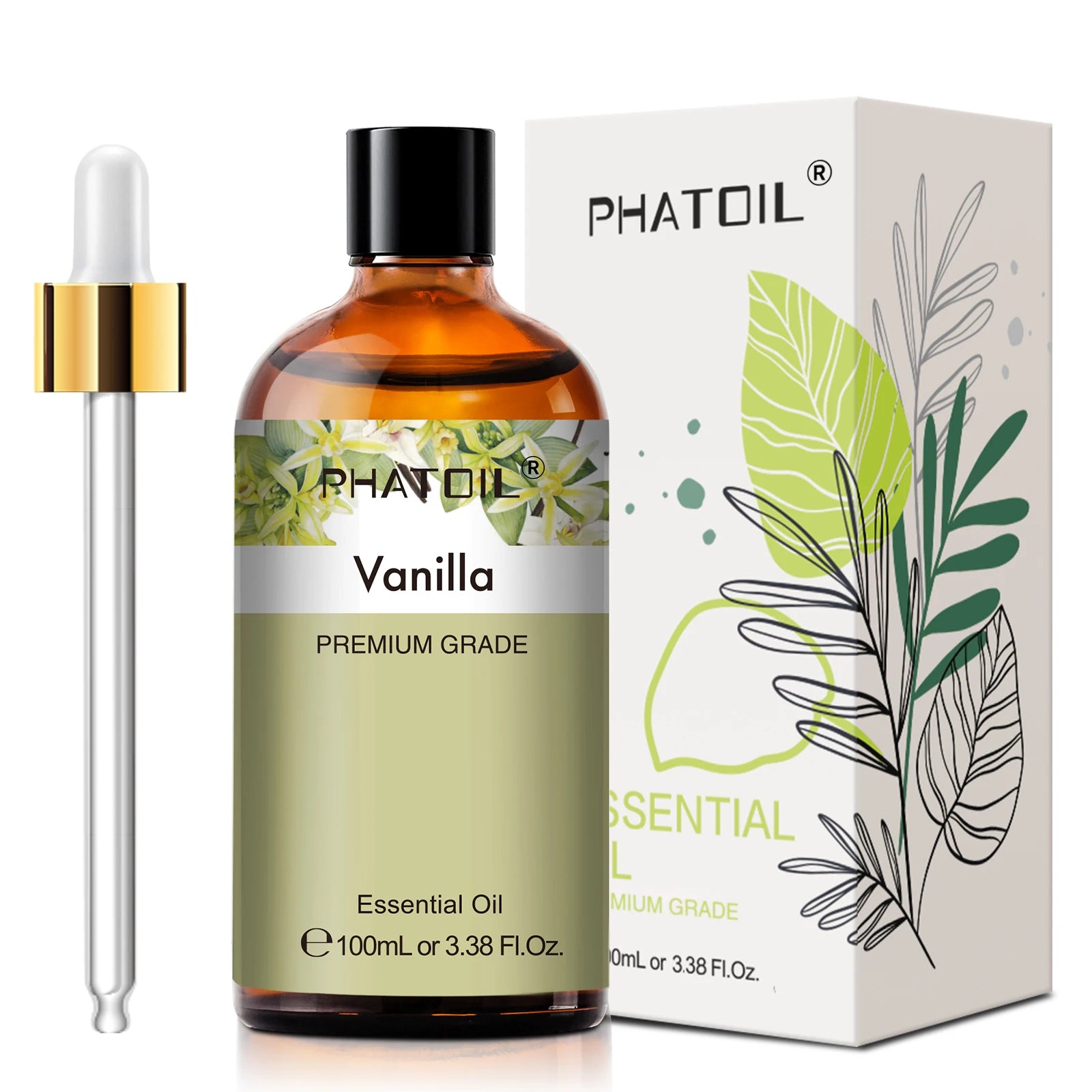 PHATOIL Essential Oils 100ml — Eucalyptus, Lavender, Vanilla, Jasmine, Lemon & Bergamot for Aromatherapy & Candle Making