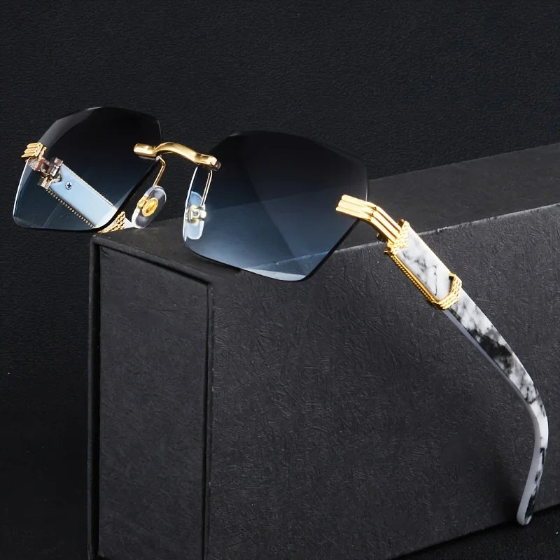 Fashion Rimless Sunglasses | Frameless Small Square UV Protection Shades for Men & Women