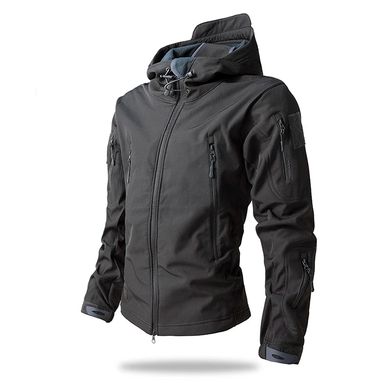 Men's Soft Shell Tactical Fleece Hooded Jacket
